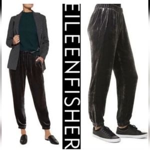 Eileen Fisher  Gray Velvet Silk Blend Joggers , Size M